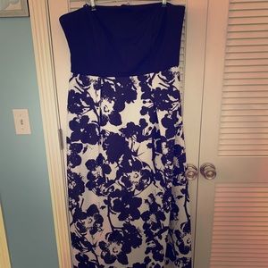 Black and White Floral Floor Length Gown
